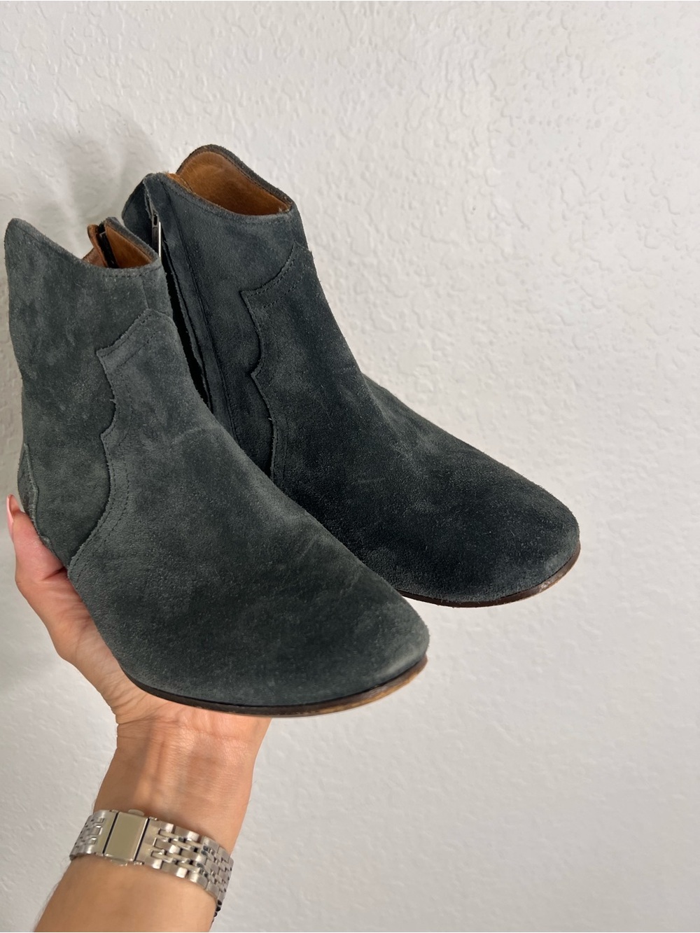 ISABEL MARANT Dicker Suede Cowboy Ankle Boots Women Size 5 Western Bootie - Picture 10 of 14